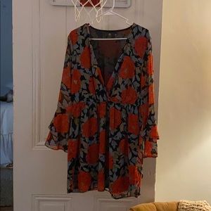 Missguided long sleeve skater dress (floral print)